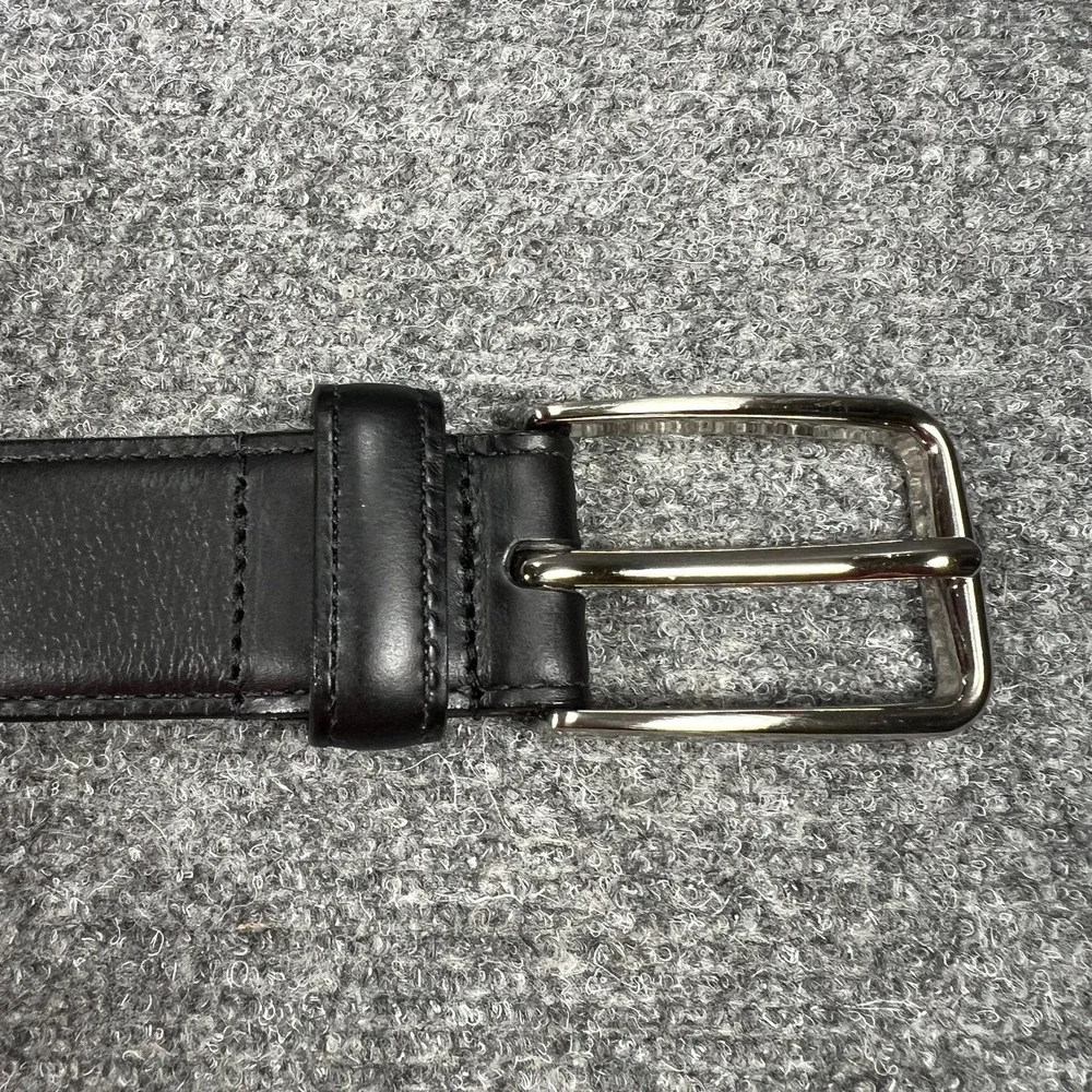 Lejon Black‎ Leather Belt Mens Size 42 Oil Tanned Harness Leather Silver Buckle